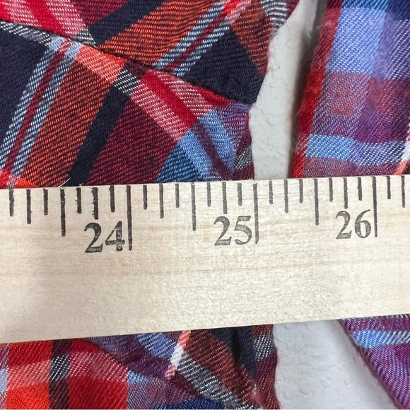 Lane Bryant Red and Blue Plaid Long Sleeve Button Down Shirt - Picture 4 of 4